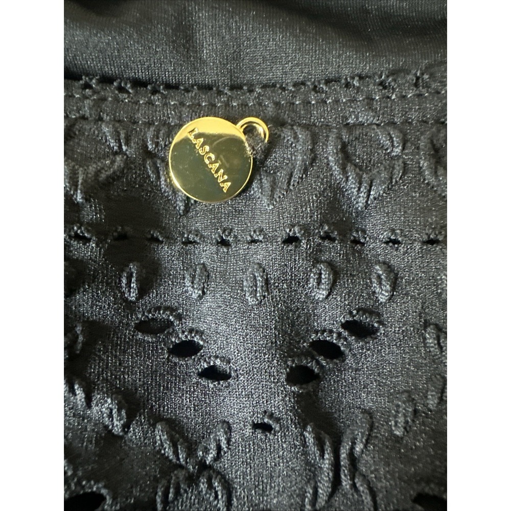 Lascana Pure Selection Size 8 C/D Plunge Crochet Halter One Piece Swimsuit Black - Picture 10 of 14